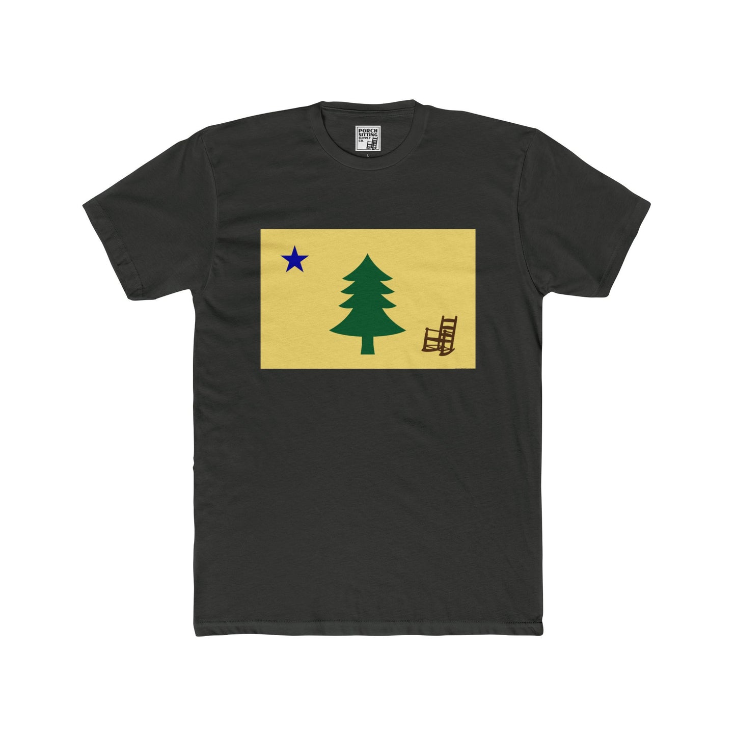Maine Porch Sitting Flag - Unisex Cotton Crew Tee