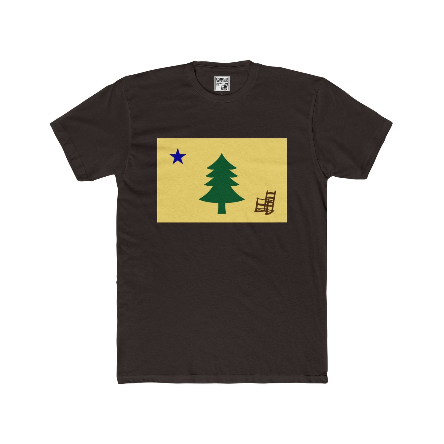 Maine Porch Sitting Flag - Unisex Cotton Crew Tee