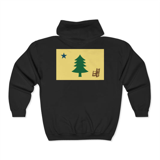 Maine Porch Sitting Flag - Unisex Full Zip Hoodie