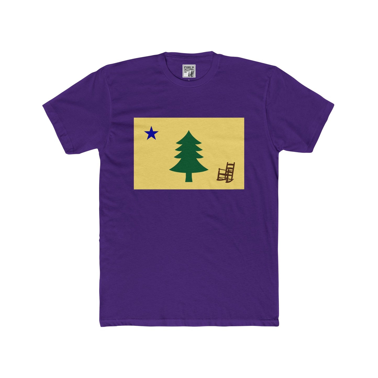 Maine Porch Sitting Flag - Unisex Cotton Crew Tee