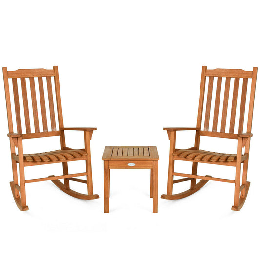 Eucalyptus Rocking Chair Set with Coffee Table